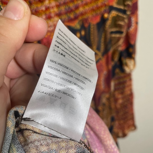 Farm Rio Medium Flowered Leopards Midi Dress Multicolored Mock Neck Long Sleeves - Picture 11 of 11